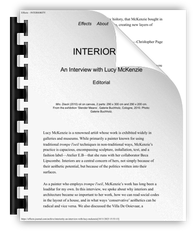 INTERIORITY An Interview with Lucy McKenzie by Christopher Page, Effects Journal, 2023
